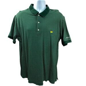 Masters Collection Shirt Green Stripe Short Sleeve 60's Two Ply Polo Mens XL